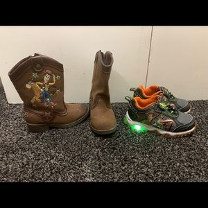 Toddler boots and light up sneakers boys size 9